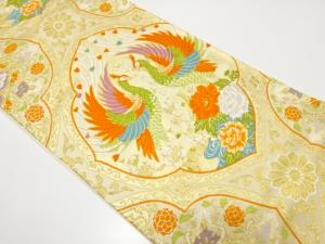 孔雀に牡丹・華紋織り出し　袋帯